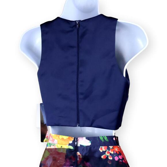 Sequin Hearts Juniors Navy Floral Formal Ball Gown 2-pc SZ 1 NWT - Picture 4 of 11